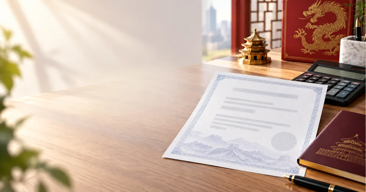 ภาพประกอบ Bank Certificate และเอกสารธนาคารจีนสำหรับบทความเปรียบเทียบ